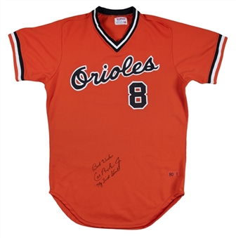 1981-82 Cal Ripken, Jr. Game Used Debut Season & Start of Streak Era, Signed & Inscribed "My First Shirt" Baltimore Orioles Alternate Orange Jersey (MEARS A10, JSA & Beckett)